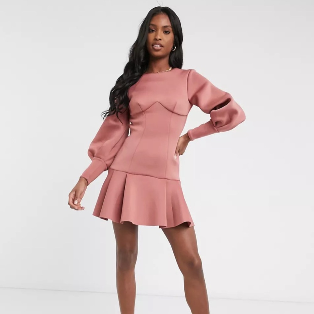 ASOS DESIGN TALL mini dress with open back in rose